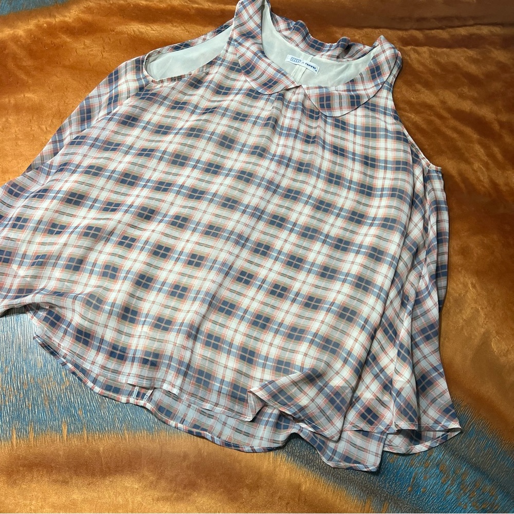 Lowrys farm x Nonna Peter Pan collar swing tank plaid size medium